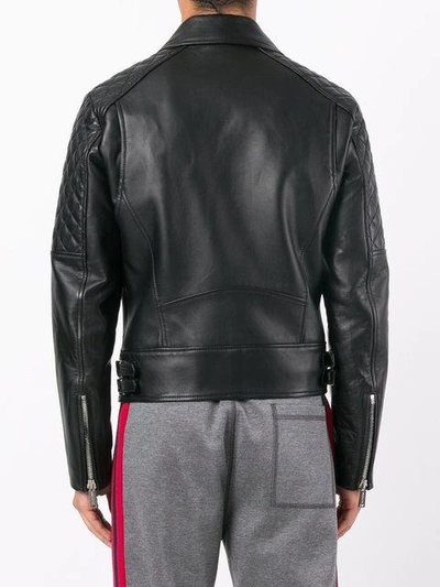 Dsquared2 Chiodo Quilted Sleeves Leather Jacket In Black | ModeSens