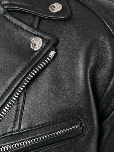 Shop Dsquared2 Quilted Panel Biker Jacket In Black