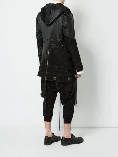 Shop Greg Lauren Deconstructed Asymmetric Coat In Black