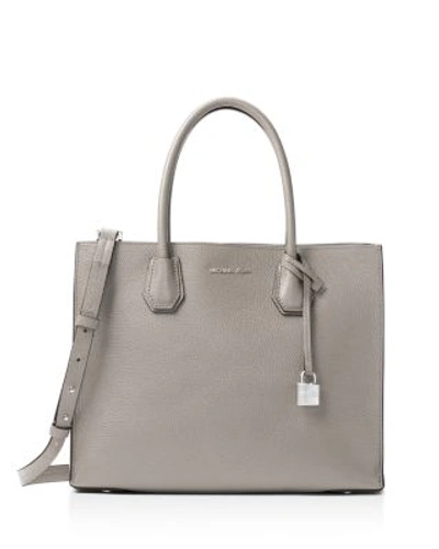 Michael Michael Kors Mercer Convertible Large Leather Tote In Cement Gray/gold