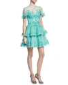 ZUHAIR MURAD BEADED TULLE FIT & FLARE PARTY DRESS, BLUE,PROD195950192