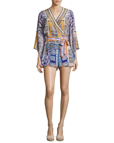 Camilla Chinese Whispers Embellished Printed Silk Crepe De Chine Playsuit In Multi