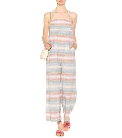 Shop Mara Hoffman Scoop Pocket Striped Cotton Jumpsuit