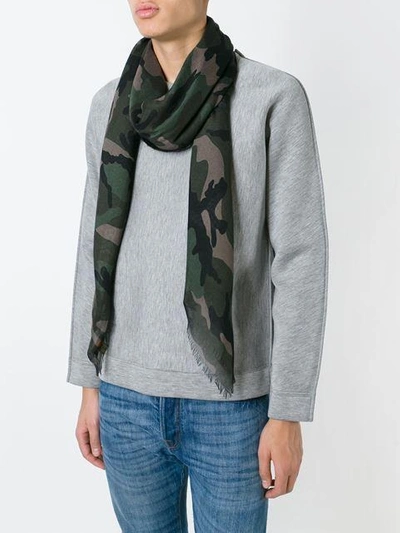 Shop Valentino Camouflage Scarf In Green