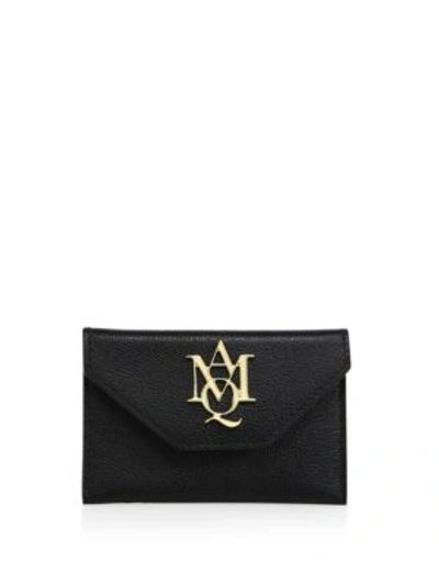 Alexander Mcqueen Signature Leather Envelope Card Case In Black