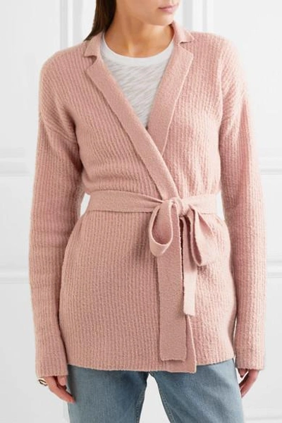 Shop Atm Anthony Thomas Melillo Belted Ribbed Wool-blend Cardigan