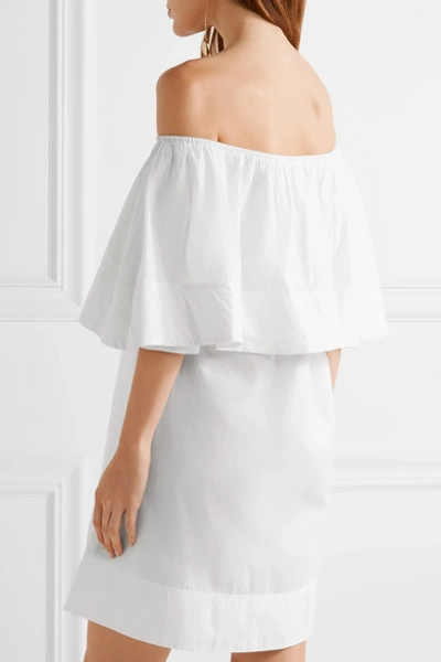 Shop Apiece Apart Piper Petal Off-the-shoulder Ruffled Cotton Mini Dress In Ivory