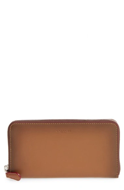 Coach Accordion Zip Around Leather Wallet In Saddle