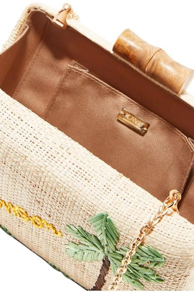 Shop Kayu Embroidered Woven Straw Clutch In Neutral