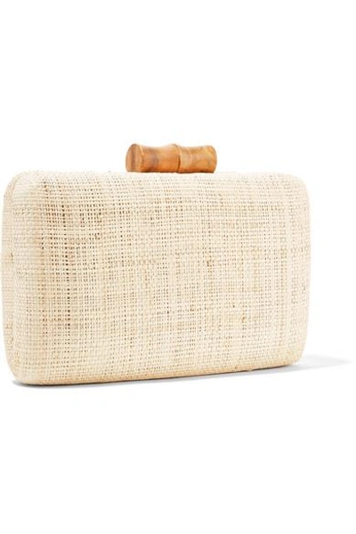 Shop Kayu Embroidered Woven Straw Clutch In Neutral