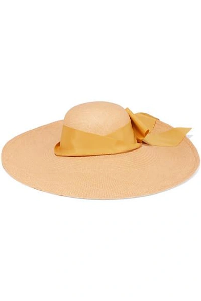 Shop Sensi Studio Lady Ibiza Bow-embellished Toquilla Straw Hat In Beige