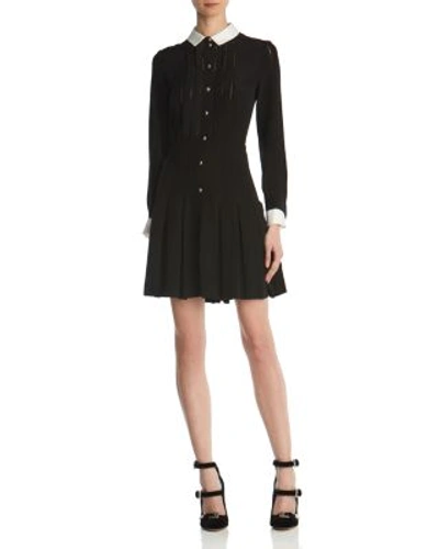 The Kooples Contrast-trim Silk Dress In Black