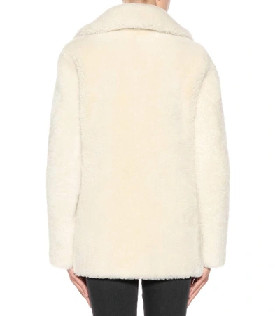 Shop Saint Laurent Shearling Coat In White