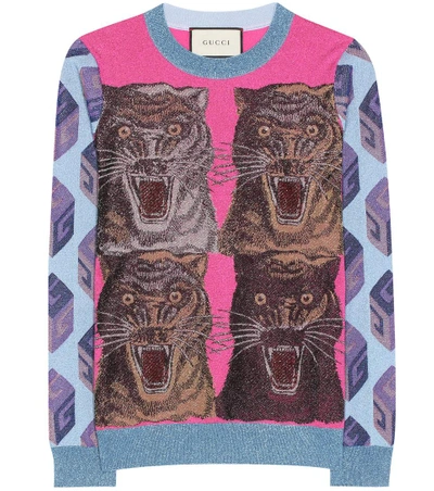 Gucci Pull Intarsia En Viscose Et Lureviscose-lurex Intarsia Sweater In Multicoloured