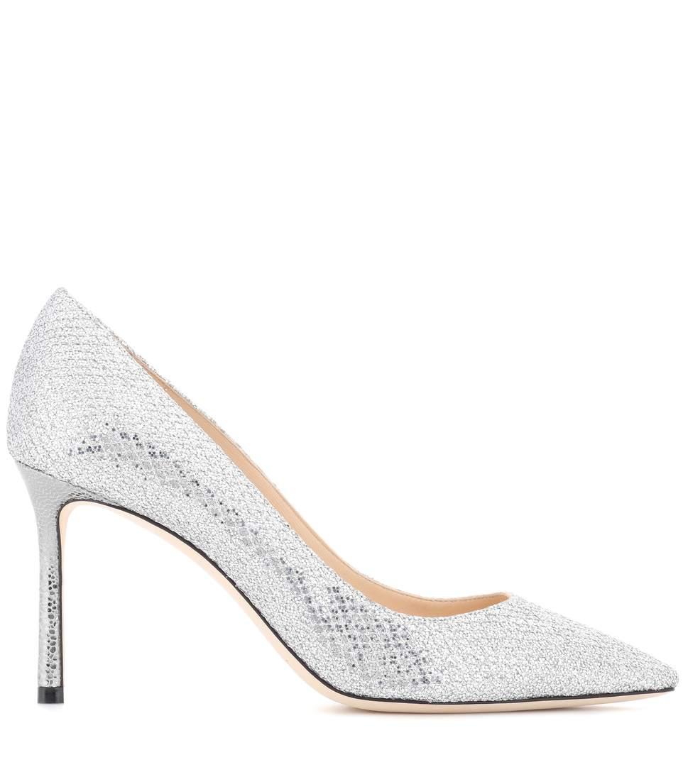 Jimmy Choo Romy 85 Glitter Pumps | ModeSens