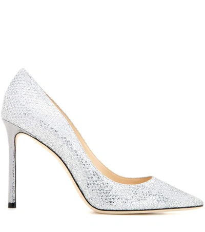 Shop Jimmy Choo Memento Romy 100 Metallic Pumps In Silver