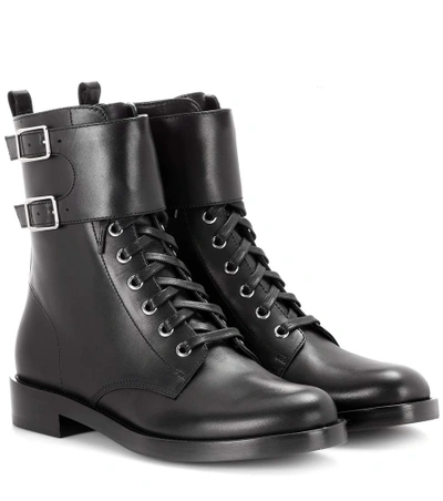 Shop Gianvito Rossi Lagarde Leather Combat Boots In Llack