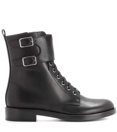 Shop Gianvito Rossi Lagarde Leather Combat Boots In Llack