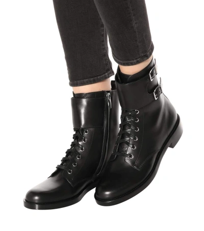 Shop Gianvito Rossi Lagarde Leather Combat Boots In Llack