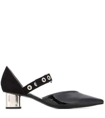Shop Self-portrait X Robert Clergerie Sasa Patent Leather And Suede Pumps In Llk