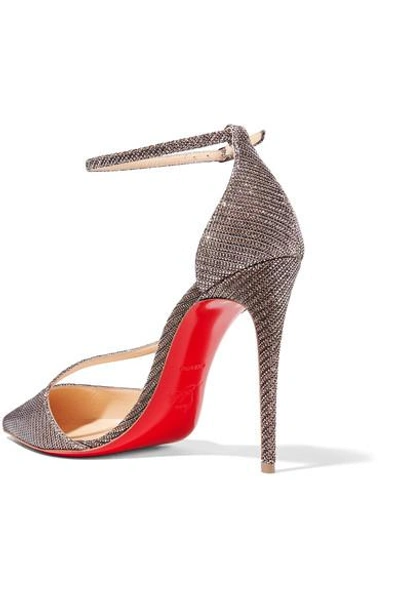 Shop Christian Louboutin Fliketta 100 Glittered Canvas Pumps In Anthracite