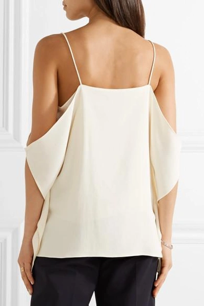 Shop Theory Petteri Cold-shoulder Crepe De Chine Top In Ivory