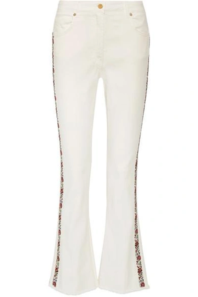 Shop Etro Embroidered High-rise Bootcut Jeans