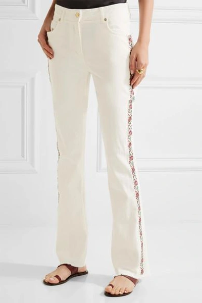 Shop Etro Embroidered High-rise Bootcut Jeans