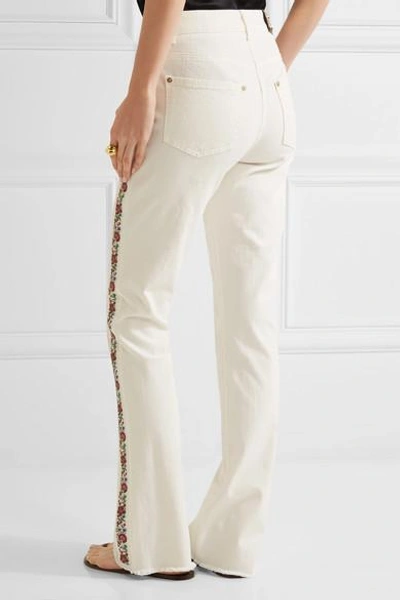 Shop Etro Embroidered High-rise Bootcut Jeans