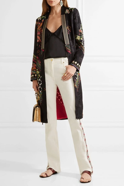 Shop Etro Embroidered High-rise Bootcut Jeans