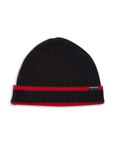 Burberry Ribbed Cashmere Cap In Black