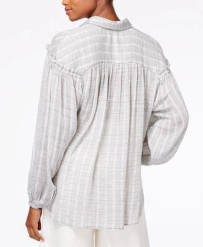 Shop Free People Headed To The Highlands Bishop-sleeve Shirt  In Blue