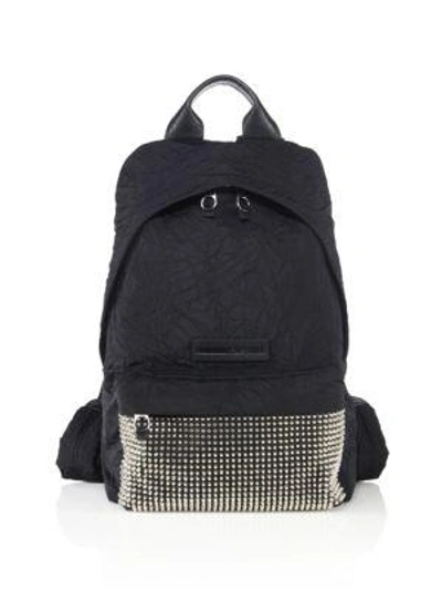 Shop Mcq By Alexander Mcqueen Studded Wrinkle Nylon Backpack In Black