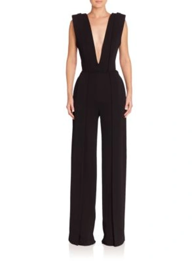 Shop Brandon Maxwell V-neck Jumpsuit In Black