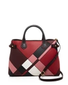 BURBERRY Banner Patchwork Color Block Medium Tote,1829042PINK/GOLD