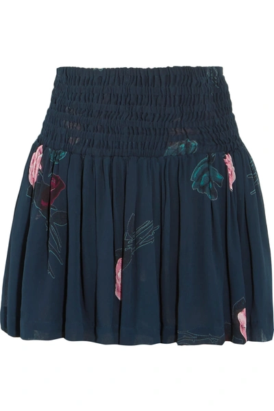 Ganni Pleated Floral-print Georgette Mini Skirt