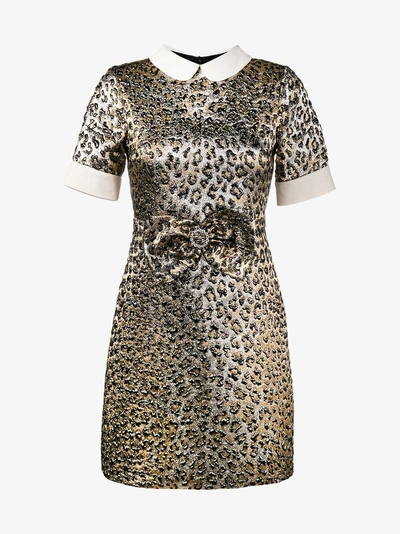 Shop Gucci Leopard Jacquard Lame Dress In Black