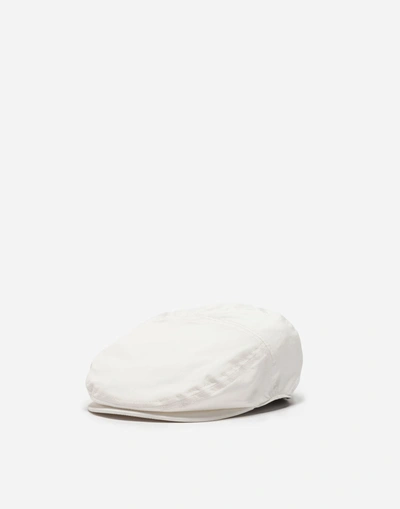 Shop Dolce & Gabbana Flat Cap In Cotton In White