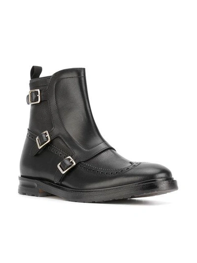 Shop Alexander Mcqueen Buckled Boots In Black