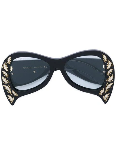 Shop Gucci Eyewear Inverted Cat Eyes Sunglasses - Black