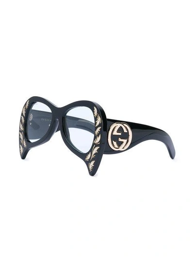 Shop Gucci Eyewear Inverted Cat Eyes Sunglasses - Black