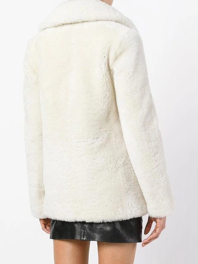 Shop Saint Laurent Shearling Pea Coat - White