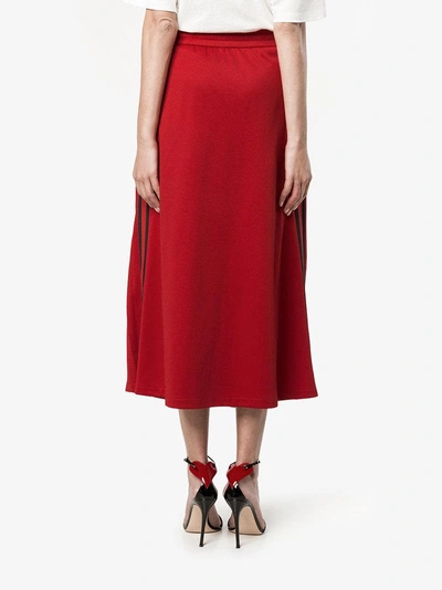 Shop Gucci Pleated Web Skirt In Red