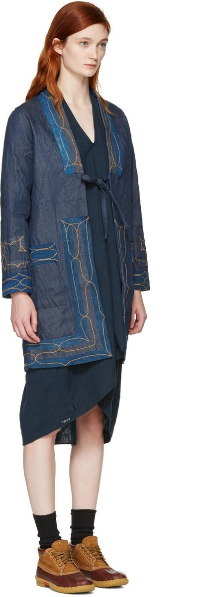 Shop Visvim Blue Denim Ruunpe Coat