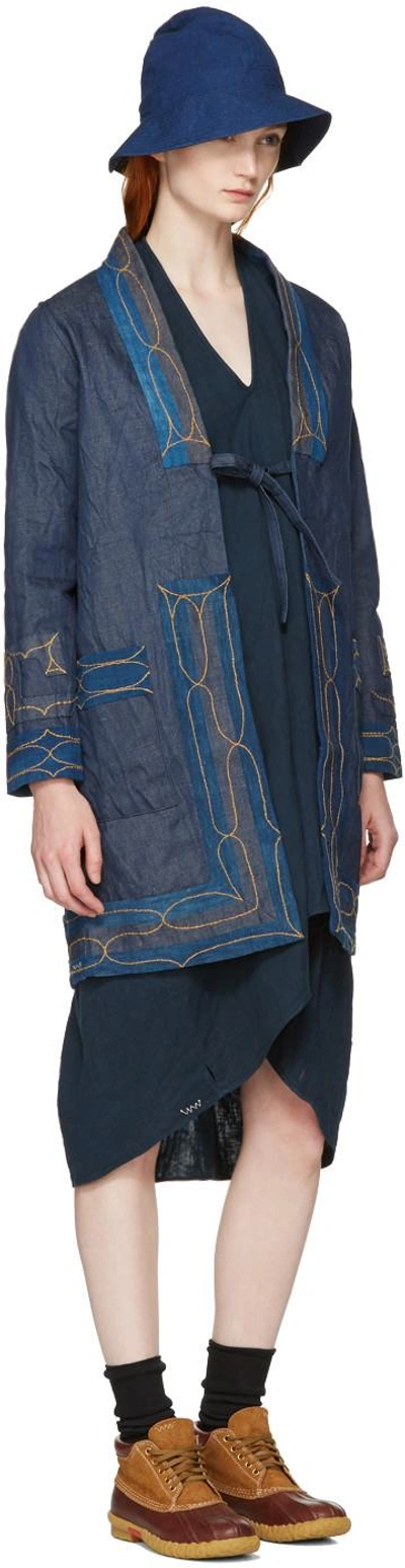 Shop Visvim Blue Denim Ruunpe Coat