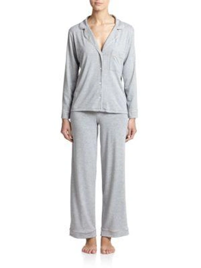 Eberjey Gisele Long-sleeve Pajama Top And Pants In Heather