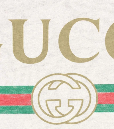 Shop Gucci Printed Cotton T-shirt In Eatural White Priete