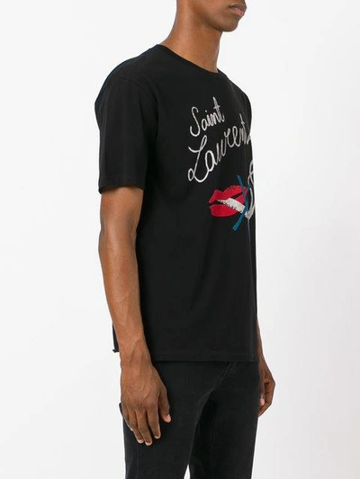 Shop Saint Laurent Black No Smoking Logo T Shirt