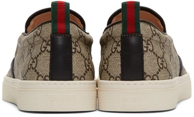 Shop Gucci Beige Gg Supreme Angry Cat Dublin Slip-on Sneakers In 8970 - Multi