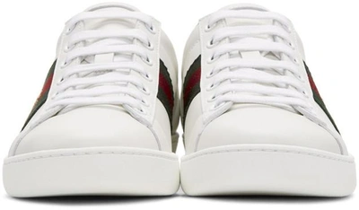 Shop Gucci White Bee Ace Sneakers In 9064 White